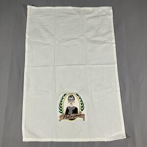 Ruth Bader Ginsberg Embroidered Kitchen Towel‎ 18.5x27.5 Notorious Cotton White